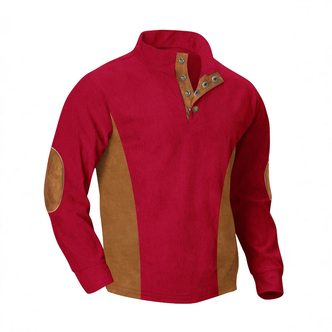 Herren Pullover Modern mit Stehkragen und Druckknöpfen
