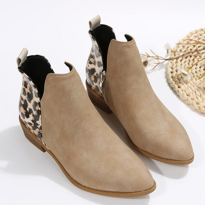 Damen Ankle Boots Leopardenmuster Elegant Schuhe