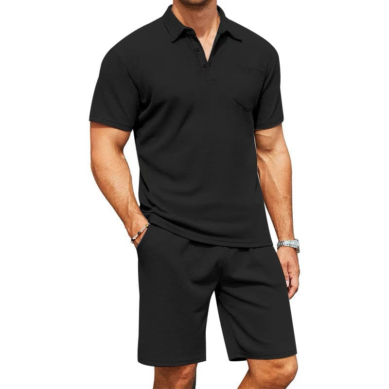 Herren Sportsatz Polohemd Shorts Freizeitbekleidung