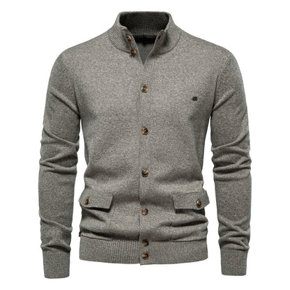 Herren Strickjacke Modern Stehkragen Knöpfe