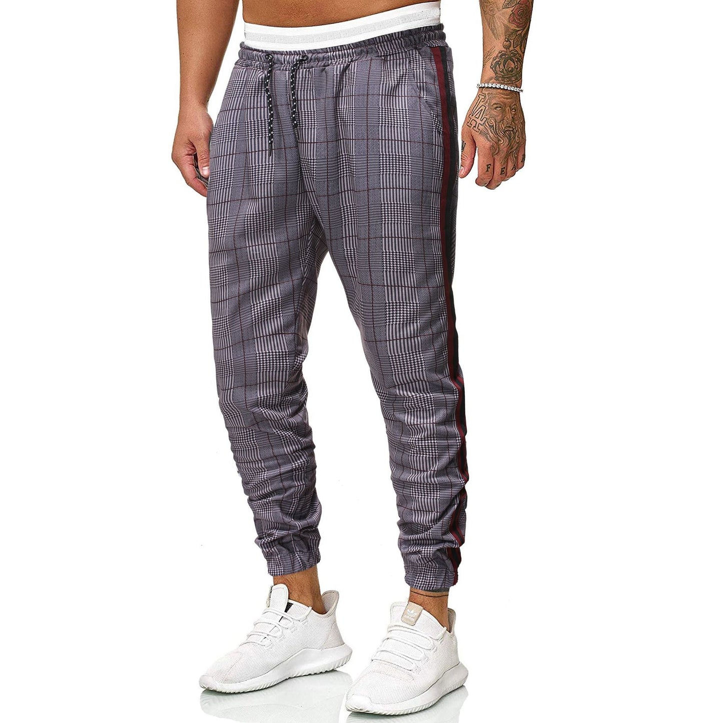 Herren Jogginghose Karomuster Elastisch Modern