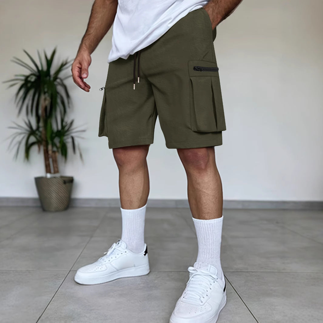Herren Cargo Shorts Reißverschluss Taschen Funktionale Sommerhose