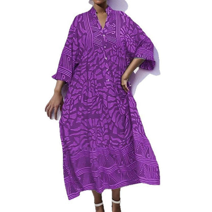Damen Maxikleid Modern Grafik V-Ausschnitt Elegant