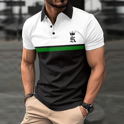Herren T-Shirt Kurzarm Kontraststreifen Modern Sportlich