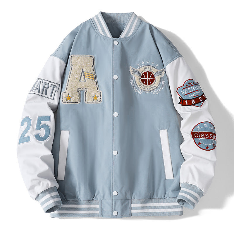 Herren Collegejacke Sportlich Atmungsaktiv Mit Stickerei