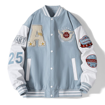 Herren Collegejacke Sportlich Atmungsaktiv Mit Stickerei