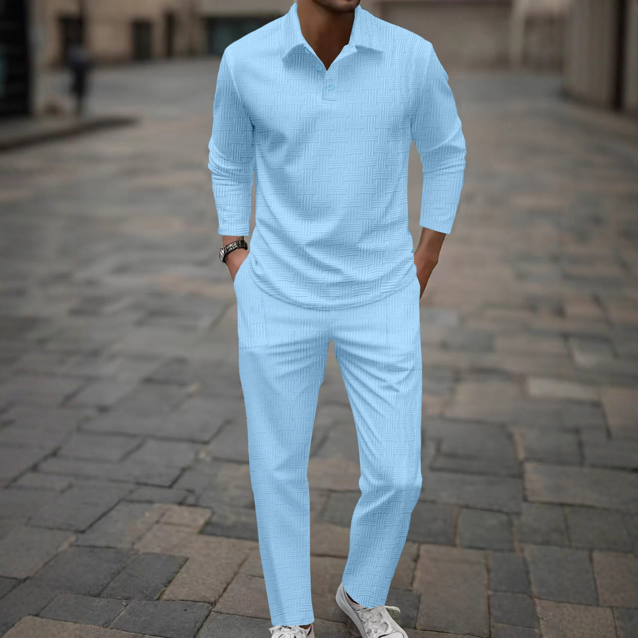 Herren Langarmshirt Modern mit passender Hose Casual