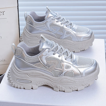 Damen Sneaker Sportlich Metallic Schuhe Frauen - BerlinGlamour