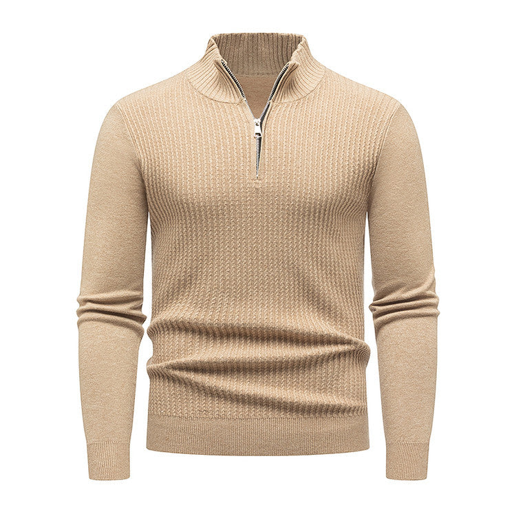 Herren Strickpullover Stehkragen Modern Rippmuster