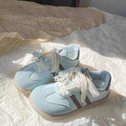Damen Sneaker Schuhe mit Schleifen Trendig Frauen