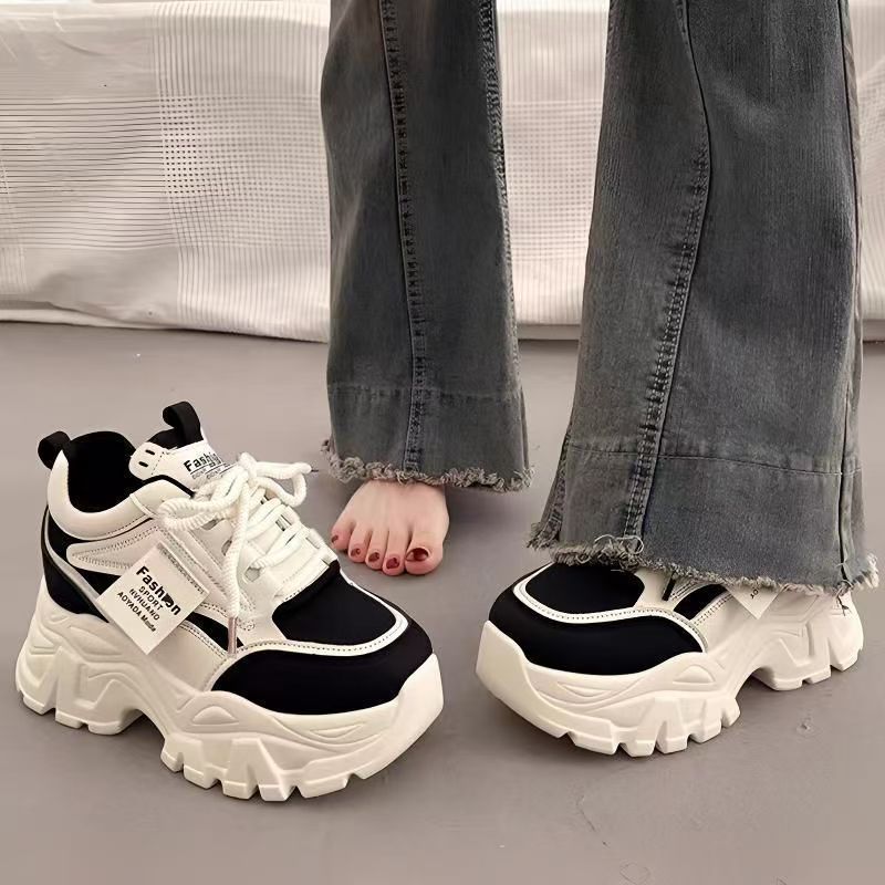 Damen Sneaker Chunky Bequem Sportlich Weiß