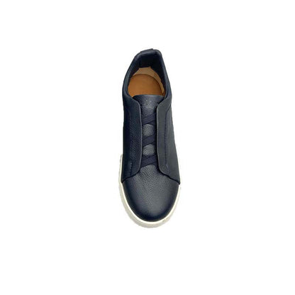 Damen Sneaker Slip-On Leder Schwarz Rutschfest
