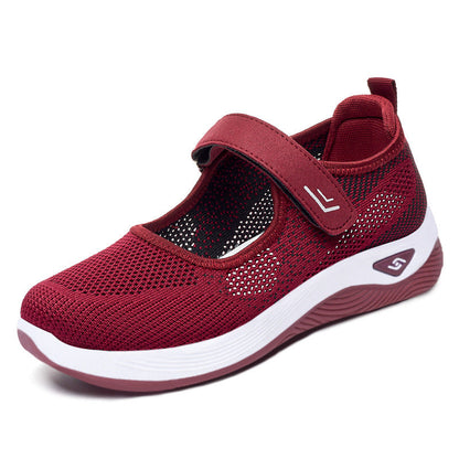 Damen Sportschuhe Bequem Atmungsaktiv Sneaker mit Klettverschluss