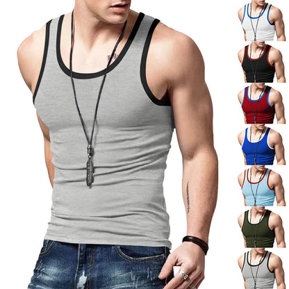 Herren Sportshirt Muskelshirt mit Kontrastträgern Modern