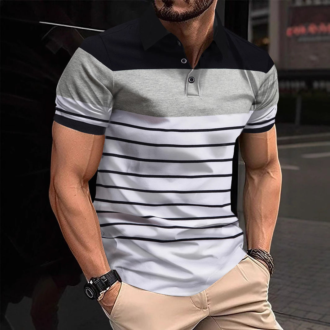 Herren Polo-Shirt Streifenmuster Baumwolle Modern - BerlinGlamour