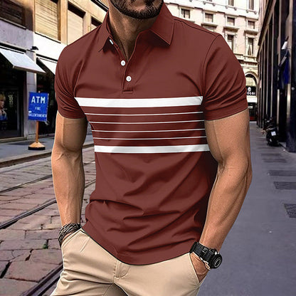 Herren Poloshirt Sportlich mit Horizontalstreifen Modern