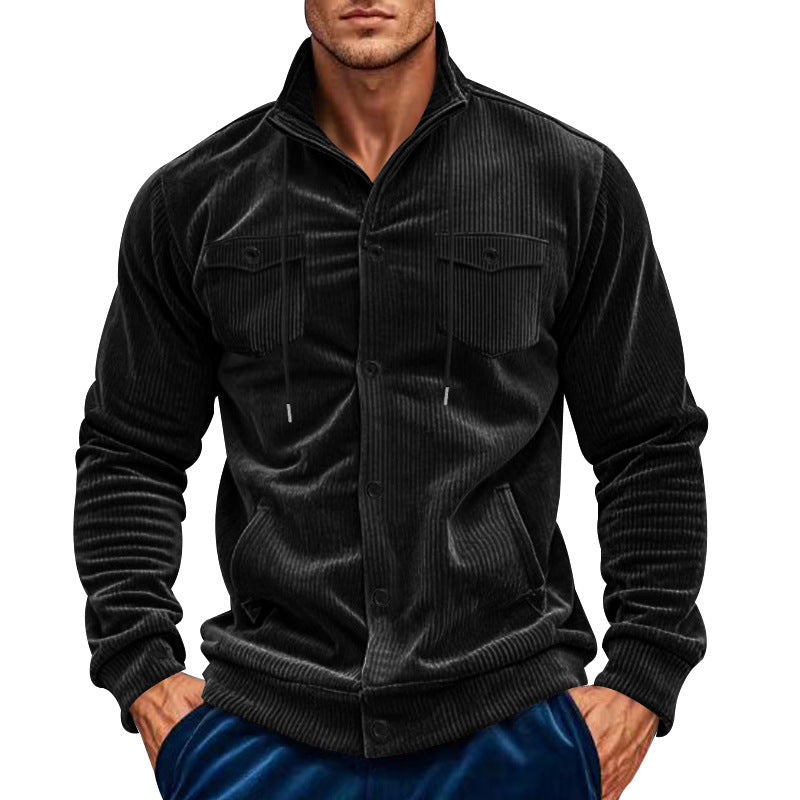Herren Lederjacke Hochschließend mit Patentschnallen und Taschen