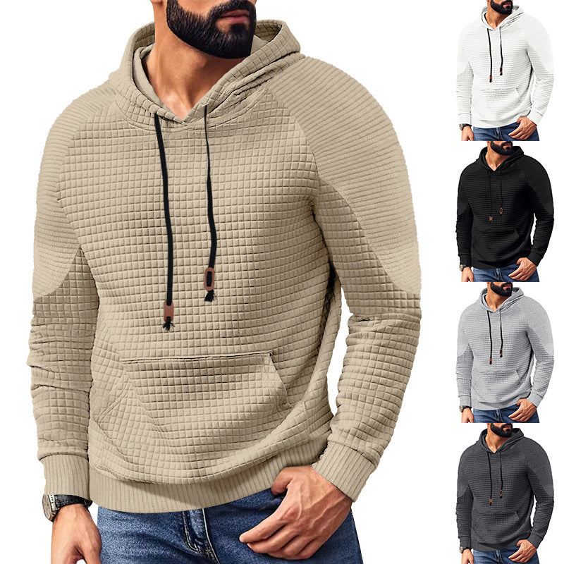 Herren Kapuzenpullover Strukturiert Kängurutasche Modern - BerlinGlamour
