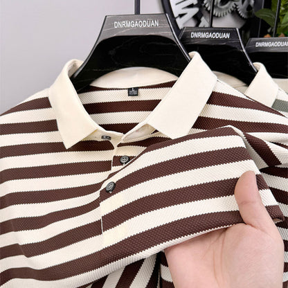 Herren Poloshirt Streifenmuster Modern mit Knöpfen