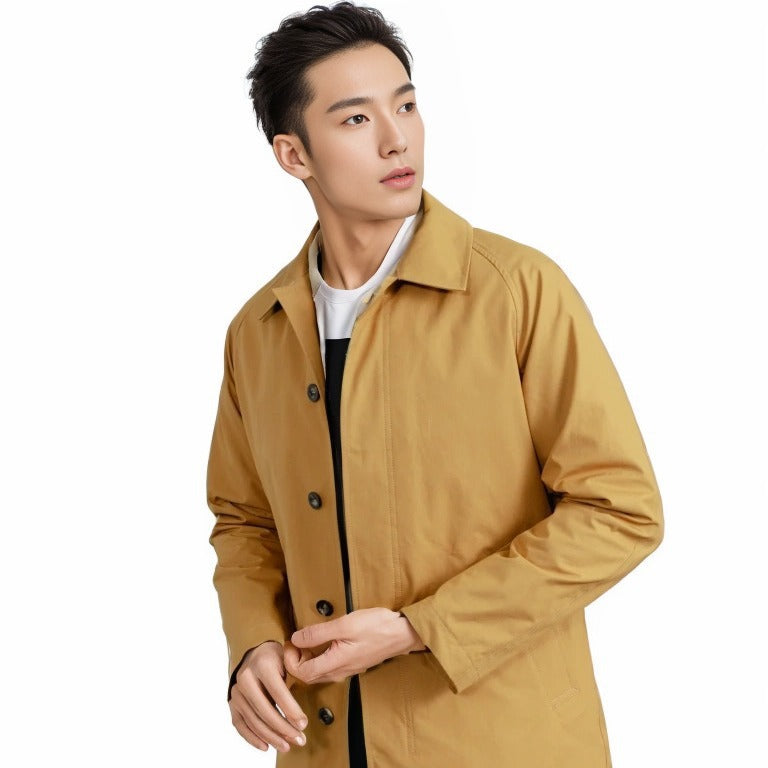 Herren Regenmantel Lässig Modern mit Druckknöpfen
