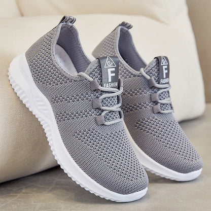 Damen Sneaker Leicht Atmungsaktiv elastisch Weiße Sportschuhe