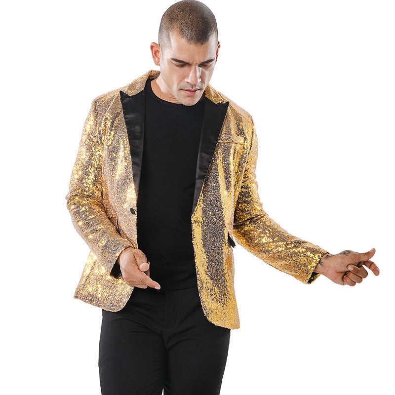 Herren Blazer Glitzernd Elegant Schwarzer Abendanzug