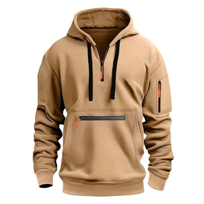 Herren Zip-Hoodie mit Reflektorstreifen und Vielzahl Taschen Sportlich