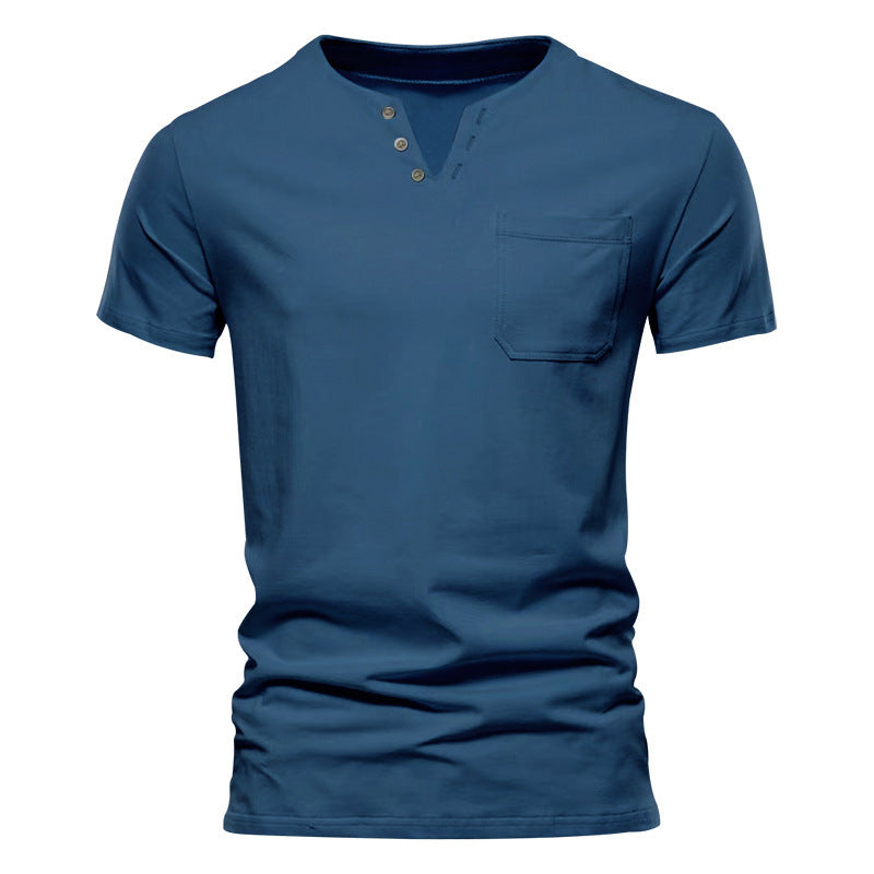 Herren Kurzarmshirt Modern mit Knopfleiste und Brusttasche