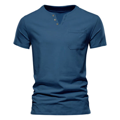Herren Kurzarmshirt Modern mit Knopfleiste und Brusttasche