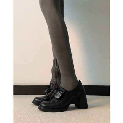 Damen Plateau Pumps High Heels mit Schleife Dekor Elegant