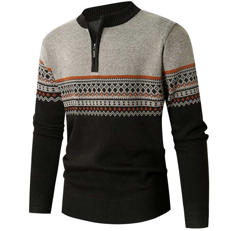 Herren Pullover Modern Geometrisches Muster Reißverschluss