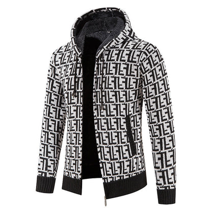 Herren Strickjacke Modern mit Kapuze und Muster