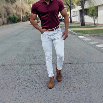 Herren Slim Fit Hosen Elastisch Mit Taschen Modern