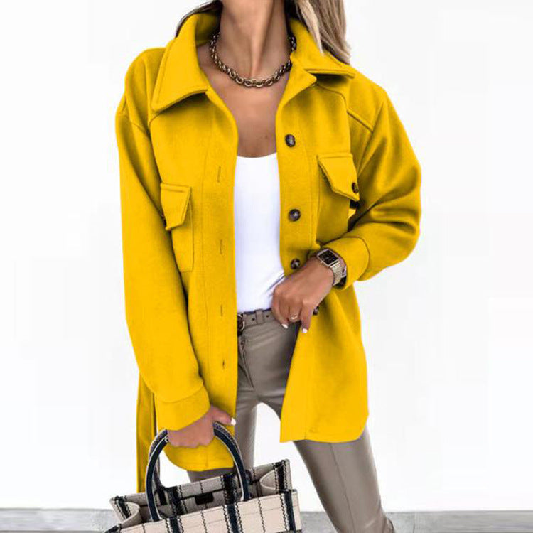 Eleganter Damenmantel mit Gürtel Slim Fit