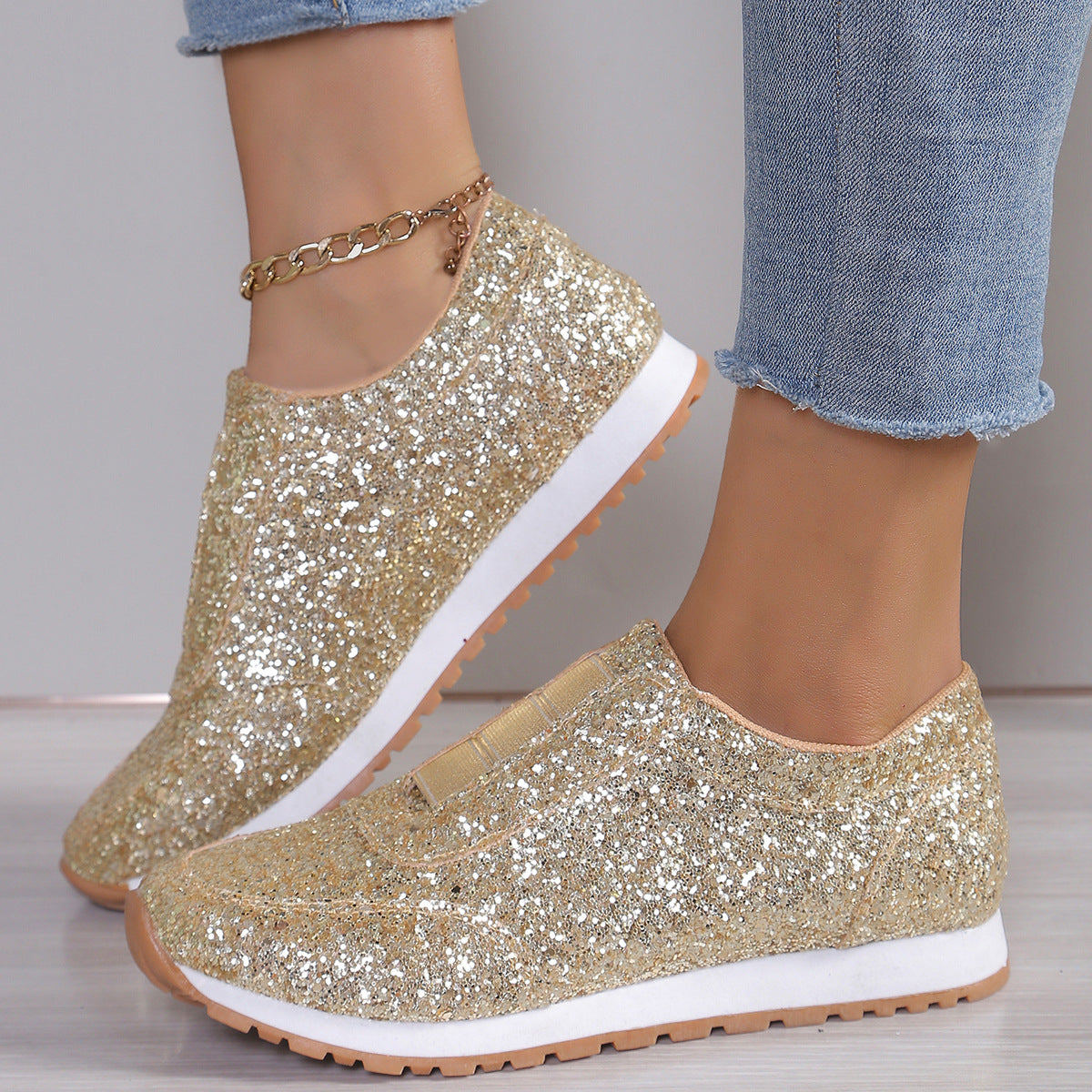 Glitzer Sneaker Damen Schuhe Trendy Mode - BerlinGlamour
