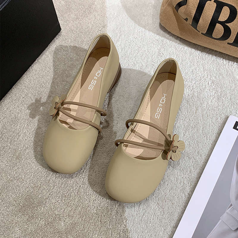 Damen Ballerinas Bequem Florale Riemen Spitze