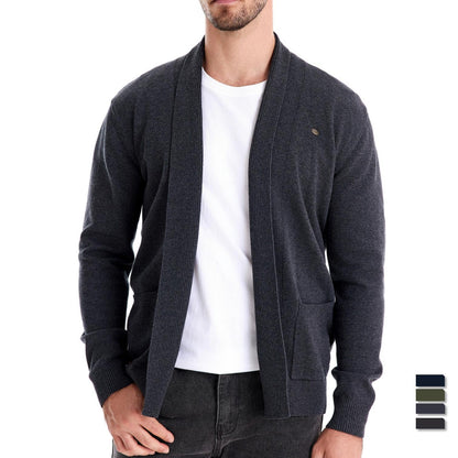 Herren Cardigan V-Ausschnitt Lässig Grau Modern - BerlinGlamour