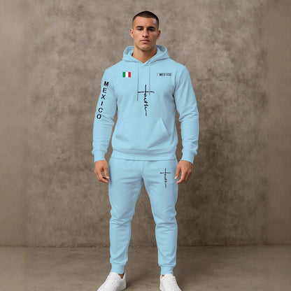 Herren Sportanzug Hoodie Jogginghose Set Grau Sportlich
