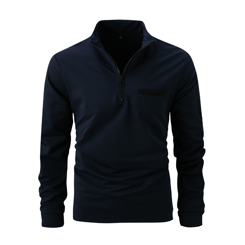 Herren Pullover Sportlich Reißverschluss Taschen Grau