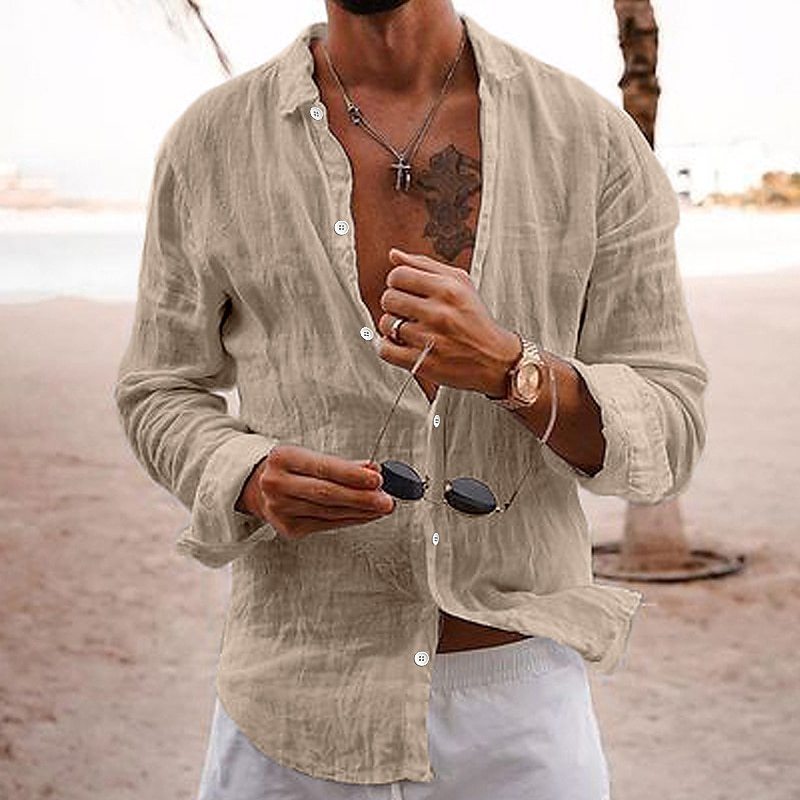 Leinenhemd Herren Lässig Sommer Modern