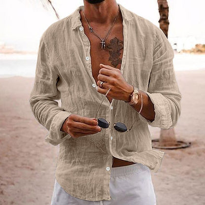 Leinenhemd Herren Lässig Sommer Modern