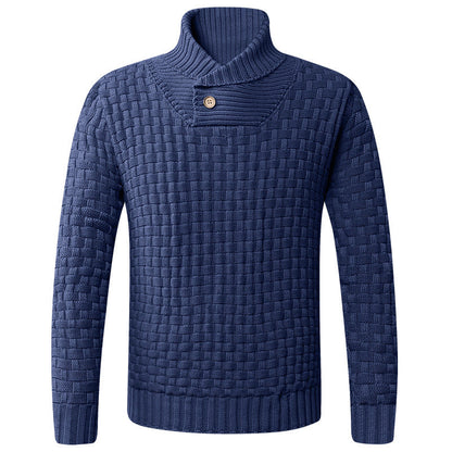 Herren Strickpullover Modern Schalkragen Knopf Detail Eleganz