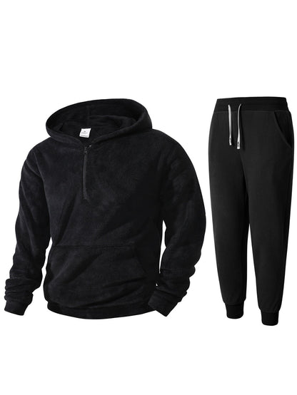 Herren Fleece Hoodie Jogginghose Set Weich Warm