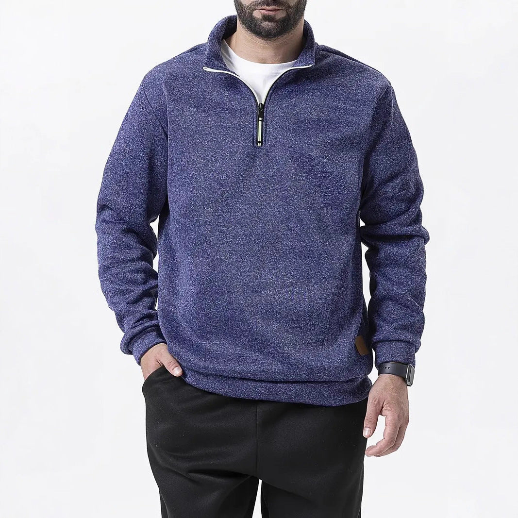 Herren Fleece Pullover Strukturiert Halbzipp