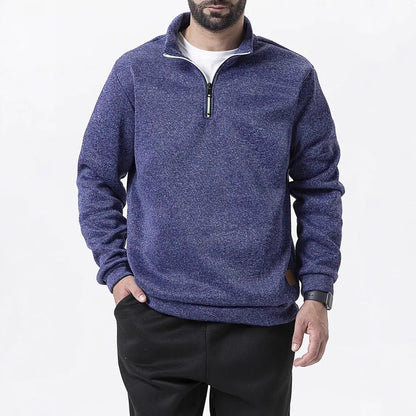 Herren Pullover Stehkragen Reißverschluss Strukturiert Modern