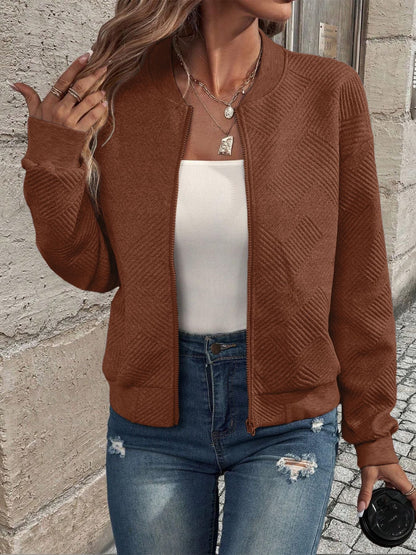 Damen Strickjacke Mit Reißverschluss und Struktur Modern