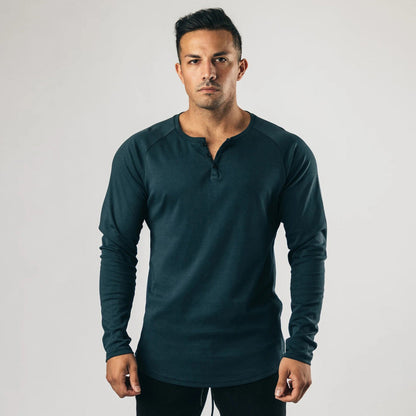 Herren Langarmshirt Baumwolle Hochwertig Knöpfbar Modern