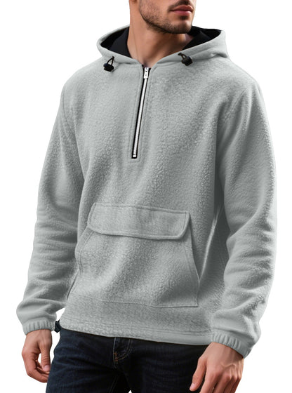 Herren Fleece Pullover Kapuzenjacke mit Reißverschluss und Kängurutasche