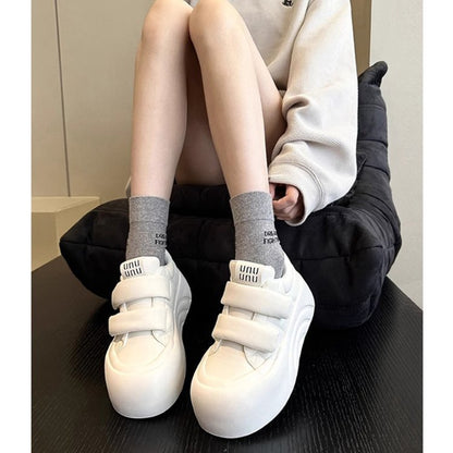 Damen Sneaker Chunky Bequem Klettverschluss Weite Sohle
