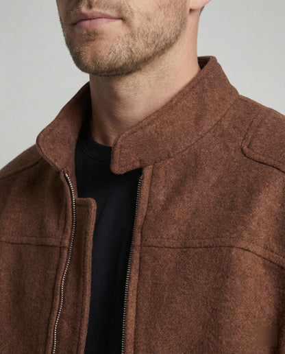 Herren Wolljacke Stehkragen Reißverschluss Modern